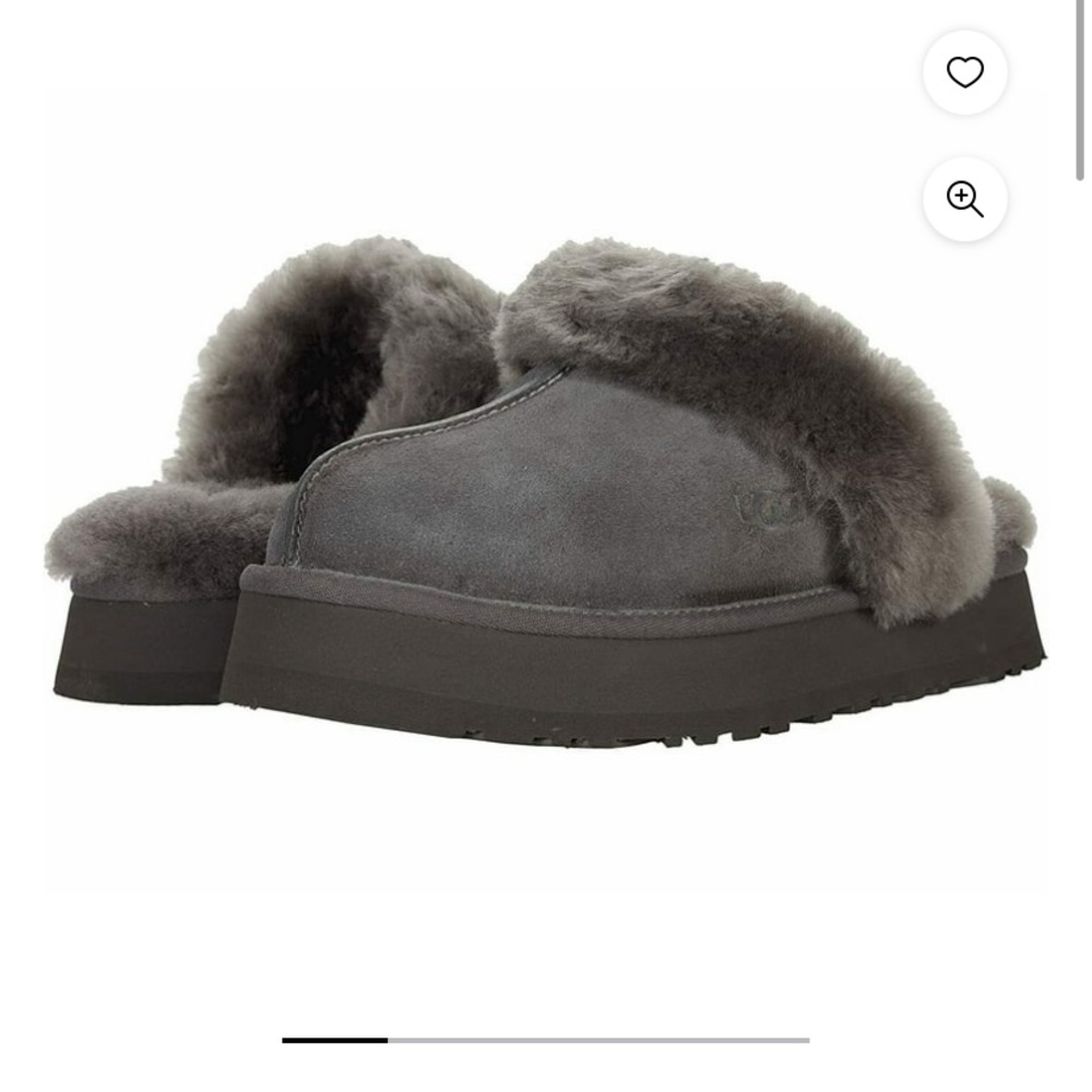 Ugg Disquette Platform Sheepskin and Suede Slippers